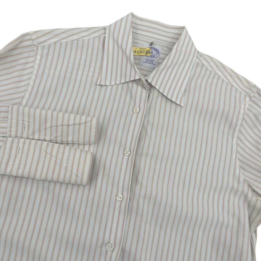 Brooks Brothers Womens 10‎ Striped Button Down Shirt Semi Fitted French Cuff